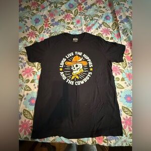 Rodeo Hippie Black Graphic T-Shirt with Skull Design